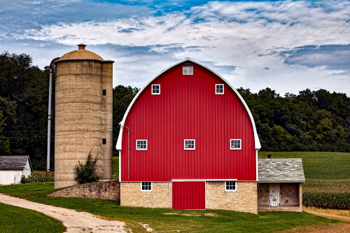 a large red barn